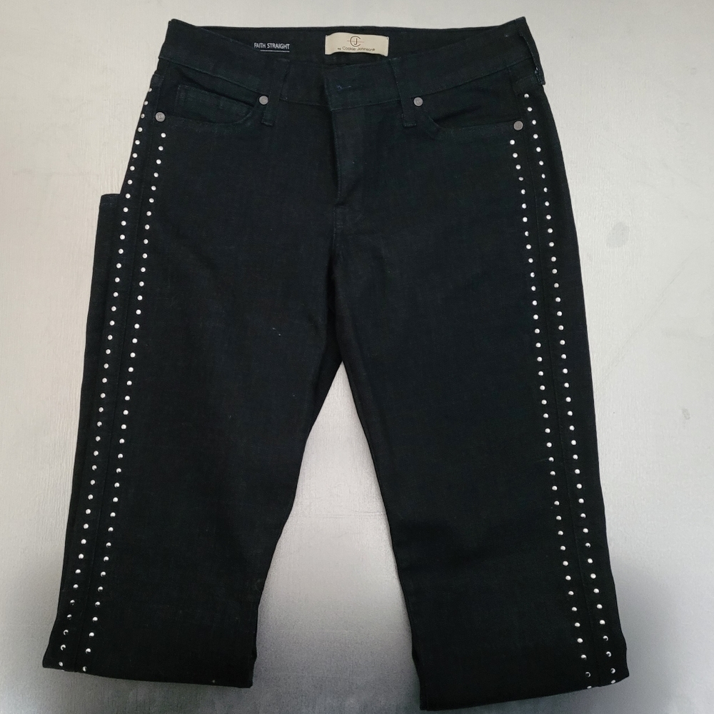 Cookie Johnson Size 25 Straight Leg Dark Denim Jean with Studs